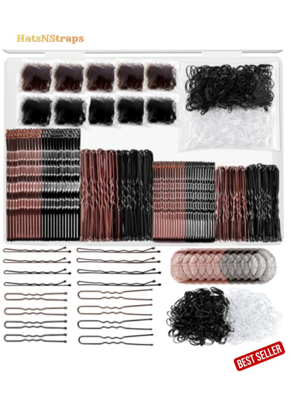 510pc Hair Styling Set Bobby Pins U Clips Bun Nets Elastic Ties Dance Ballet